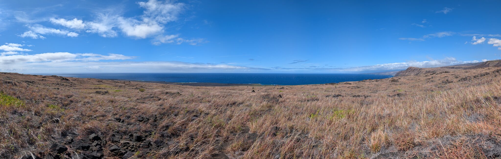 Panorama of the coastline after descending the first steep bluff.